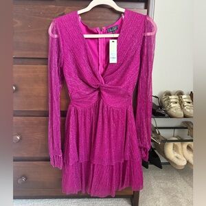 Francesca's Collections Fuchsia Long Sleeve Dress